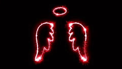 Light sparkling particles shape wings on black background. Stock Footage 155953326