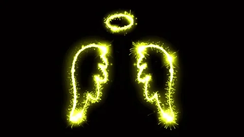 Light sparkling particles shape wings on black background. Stock Footage 155953354