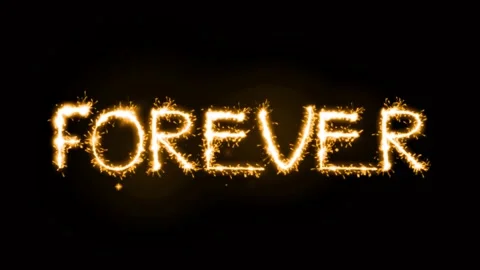 Light sparkling particles Text FOREVER on black background. Stock Footage 155953417