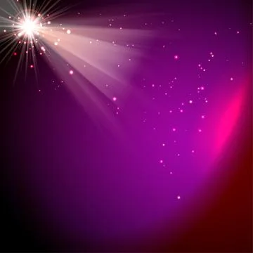 Light special effect. Star and beams magenta color. Stock Illustration
