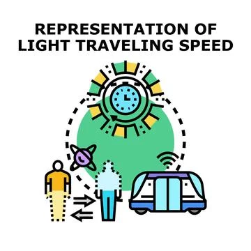 Light speed concept with time and human movement Stock Illustration