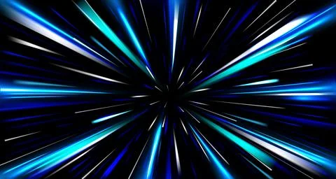 Light speed motion background with blue neon lines Stock Illustration