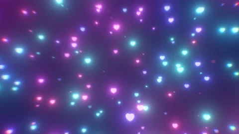 Light Speed Pink and Blue Hearts Glowing Bright Flying Fast At Camera Stock Footage 201362335