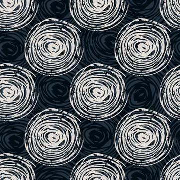 Light spirals abstract seamless pattern on black background. Stock Illustration