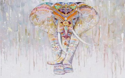 Light spotted background, indian painted elephant Stock Illustration
