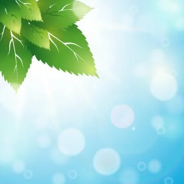 Light spring background with bokeh and young nature. Vector. Eps 10. Ilustração Stock