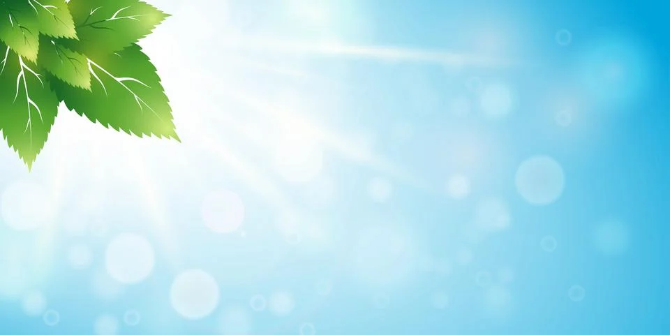 Light spring background with bokeh and young nature. Panorama. Stock Illustration