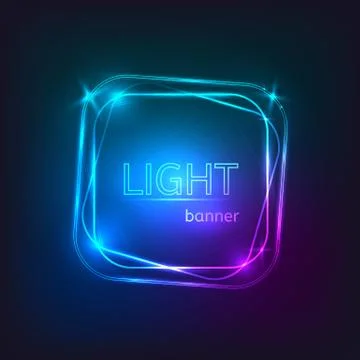 Light square banner. Square frame with glowing and lights. Bright banner desi Stock Illustration