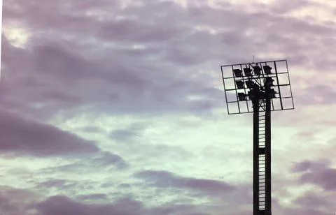 Light of stadium in the evenig Stock Photos