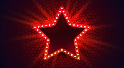 Light star frame label, event bar casino, show signboard. Vector illustration Stock Illustration