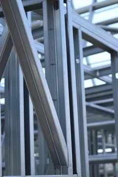 Light steel thin-walled structures. Steel frame construction for construction Foto stock