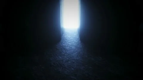Light stone magic portal between rocks. Realistic 4k animation. Stock Footage 145925660