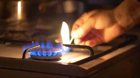 Light Stove on Nighttime Stock Footage 61860912