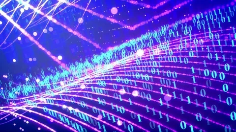 Light streaks with binary code in a motion. Vídeos de archivo 74493150