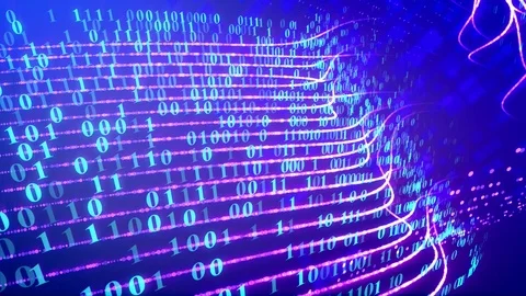 Light streaks with binary code transfer Stock Footage 74370219