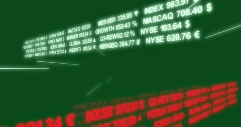 Light streaks starting flight while tickers shifting in parallax, showing market 스톡 동영상 329531657