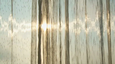 Light streams through sheer curtains Stock Footage 41580297