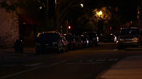 Light Street Traffic at Night Stock Footage 1094257