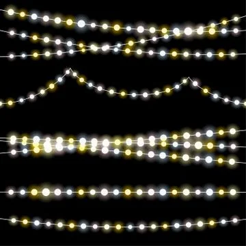 Light strings with burning bulbs Stock Illustration