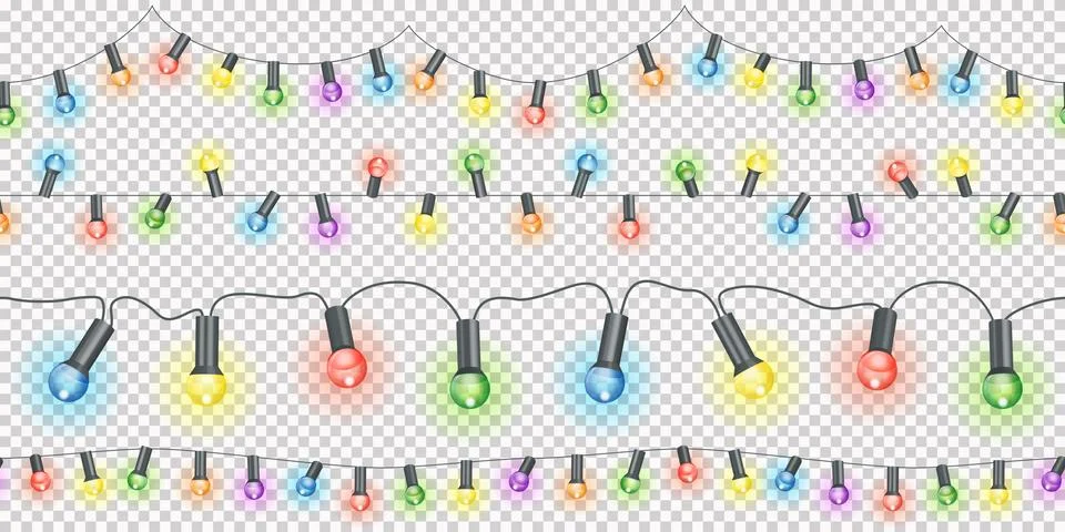 Light strings seamless with transparency in vector file Stock Illustration