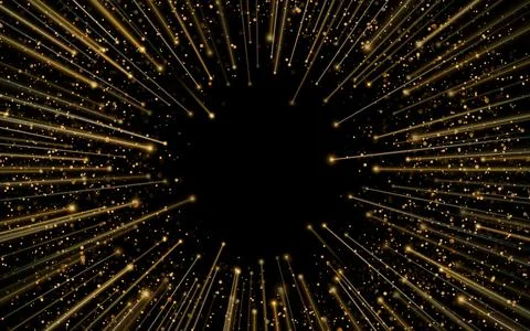 Light stripes fast over dark background with ray sparkles. Design of star burst Stock Illustration