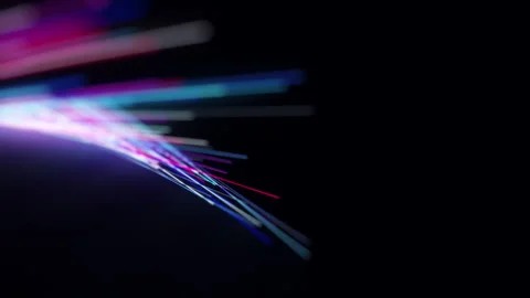Light Stripes Multicolor moving in space,Networking and Fiber Optics Light Stock Footage 153434024