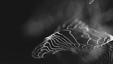 Light Stripes Multicolor moving in space,Networking and Fiber Optics Light  Video stock 219713145