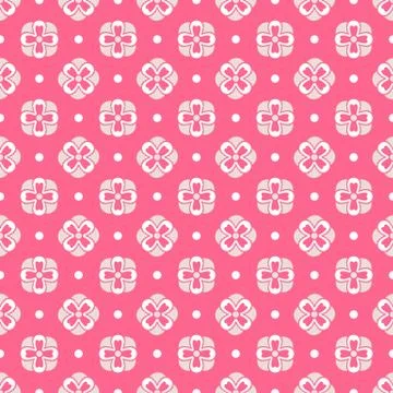 Light summer vector seamless pattern (tiling). Fond pink, white Stock Illustration