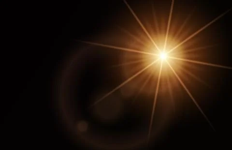 Light from the sun, on a dark background. Vector illustration Stock Illustration