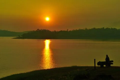 The light of the sun that is going to fall Stock Photos