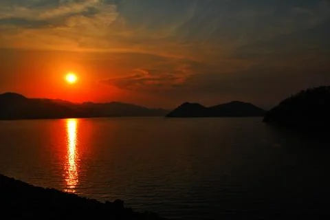 The light of the sun that is going to fall Stock Photos