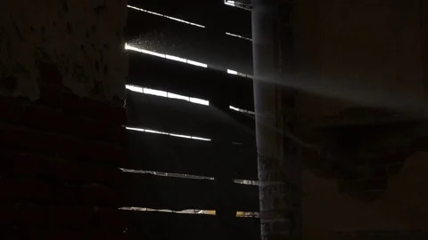 The light of the sun through the boards in the window Stock Footage 101144247