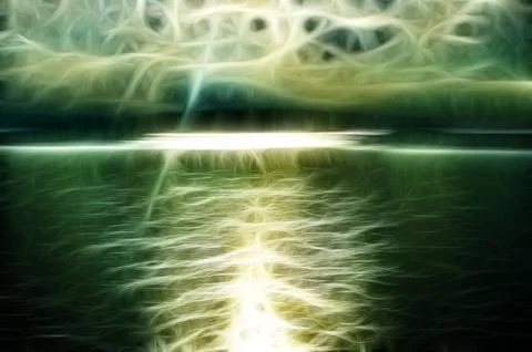 The light of the sun through the clouds, over the sea Stock Illustration