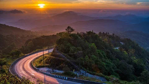  Light sunrise mountain view from the top Doi inthanon national park.ดอยอินทนนท์ 스톡 동영상 103936635