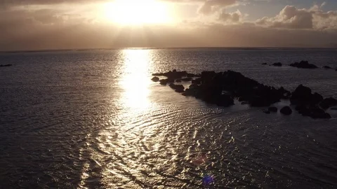 Light of the sunset is falling in the sea Stock Footage 105418387