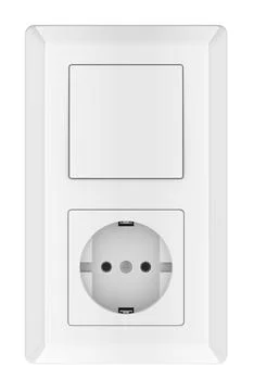 Light Switch And Electrical Socket. 3D rendering Ilustração Stock