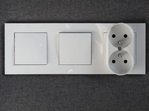 Light switch and power socket outlet Stock Photos