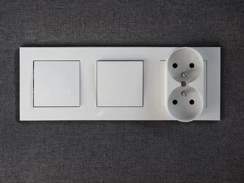 Light switch and power socket outlet Stock Photos