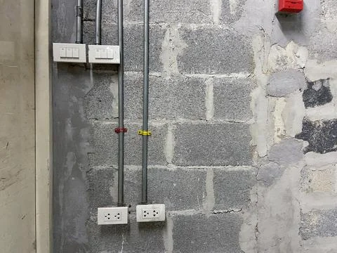 Light switch on a brick wall Stock Photos