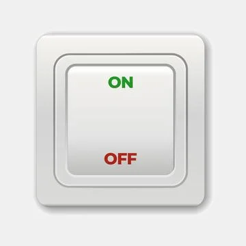 Light switch. Electric light switch in ON and OFF position. Switches for ligh Illustrazione stock