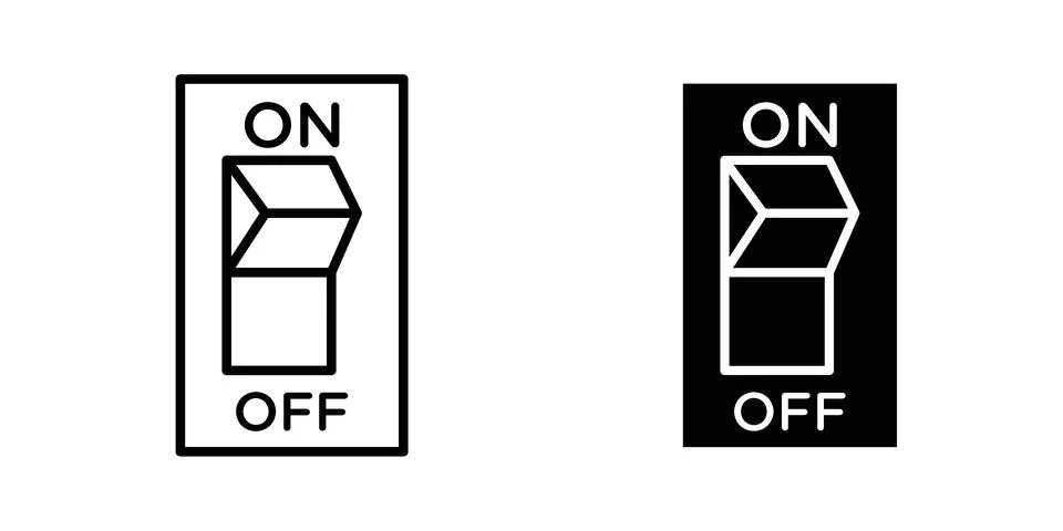 Light switch off icon drawing lines. Silhouette style vector bundle Illustrazione stock