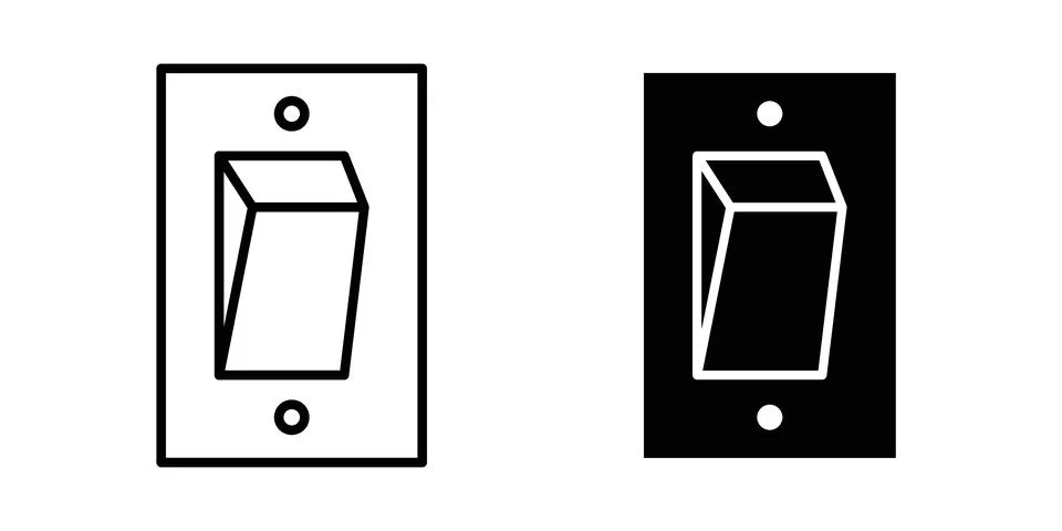 Light switch off icon pack with silhouette and stroke web icons Stock Illustration