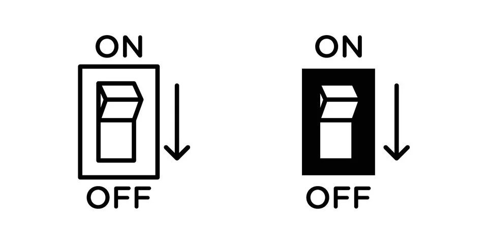 Light switch off icon silhouette vector set. thin line pack Illustrazione stock
