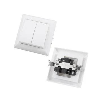 Light switch on white background Stock Photos