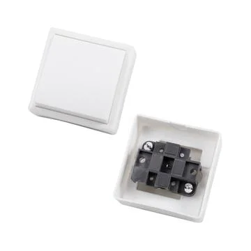 Light switch on white background Stock-Fotos