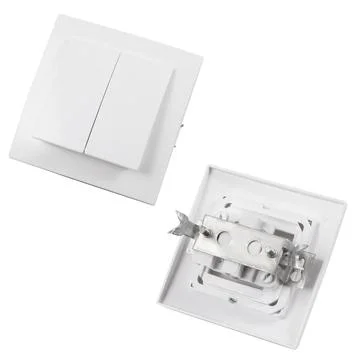 Light switch on white background Stock Photos