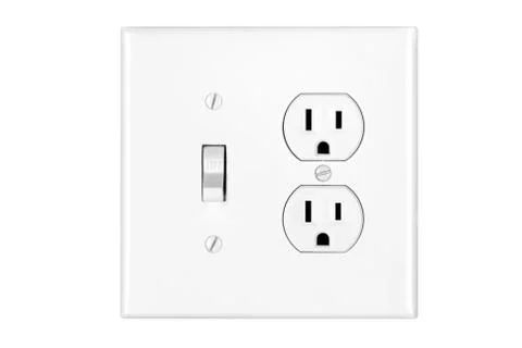 Light switch on white Stock Photos