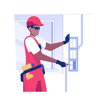 Light switches installation isolated concept vector illustration. Stock Illustration