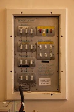 Light switches panel Stock Photos