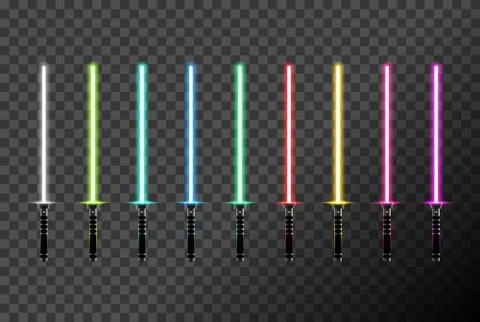 Light swords set on transparent background. Futuristic melee sci fi Weapon Stock-Illustration